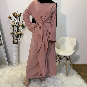 Абая Дубай Турция Простой халат Рамадан Ид Мусульманские женщины Платье-хиджаб Исламская Скромная одежда Модные Простые платья с длинными рукавами