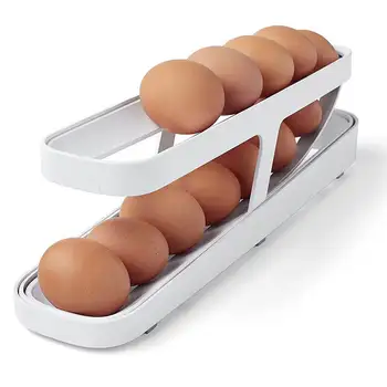 Держатель для яиц Автоматический Контейнер для хранения яиц с перекатыванием 2-ярусный Диспенсер для яиц с перекатыванием Для холодильника Компактный Лоток-органайзер для яиц