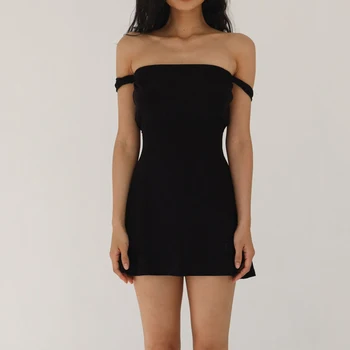 Элегантное женское черное атласное мини-платье 90-х, винтажное платье трапециевидной формы с повязкой на спине и завязками, французская романтическая клубная вечеринка, ночные свидания