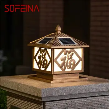 SOFEINA Наружная солнечная светодиодная водонепроницаемая бронзовая лампа на столбе для домашнего освещения во дворе и саду