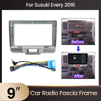 Комплекты Автомобильных Рам Кабельная Панель для SUZUKI EVERY 2016 Android 9-дюймовый Большой Экран Аудио Панели Рамка 16pin Кабель Питания