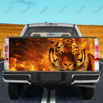 Наклейка для защиты задней части багажника мужского автомобиля Fire Tiger Custom, наклейка на кузов автомобиля, украшение автомобиля для внедорожника, универсального пикапа