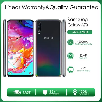 Оригинальный Разблокированный Samsung Galaxy A70 A705F 4G с двумя SIM-картами 6 ГБ ОЗУ 128 ГБ ПЗУ 32 МП 6,7 