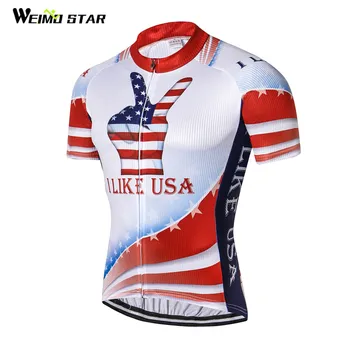 USA MTB Bike Джерси, мужская одежда для велоспорта, одежда 2017, Джерси, велосипедный топ, Майо, футболки, спортивная блузка, командный синий, красный