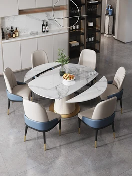 Стол с переменным углом наклона круглый стол бытовой современный минималистичный обеденный стол стул комбинированный складной и телескопический обеденный стол