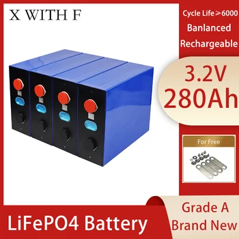 3,2 В 280Ah LiFePO4 Аккумуляторная Батарея 4 Шт. Перезаряжаемый Аккумулятор Полной Емкости С Глубоким Циклом Солнечного Фосфатного Литий-Ионного Аккумулятора TAX FREE