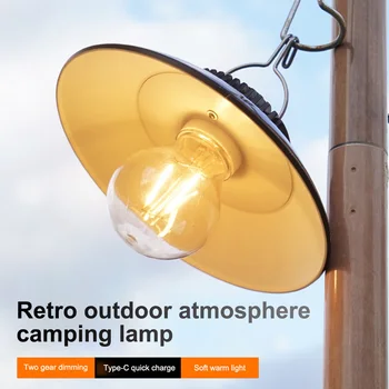 Садовый ретро-фонарь для кемпинга на открытом воздухе Перезаряжаемый светильник для дорожек Подвесной Водонепроницаемый светильник Уличная палатка Лампа для газона