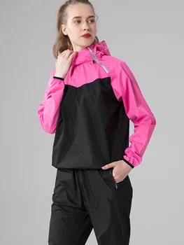 Женский розовый сверхпрочный спортивный костюм для сауны, тренажерного зала, для фитнеса, для похудения, с защитой от разрывов, с капюшоном, без логотипа
