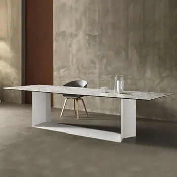 Итальянский минималистичный обеденный стол из шифера прямоугольный дизайнерский современный минималистичный домашний стол с подставкой для рта обеденный стол