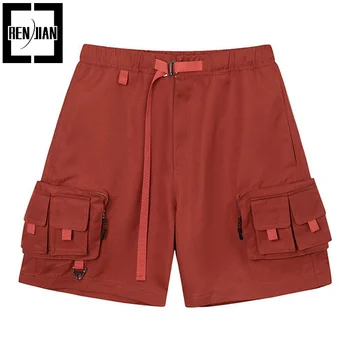 Мужская летняя технологичная одежда Шортыкарго Модные уличные короткие джоггеры в стиле хип-хоп, уличная одежда, тактическая рабочая одежда, короткие брюки