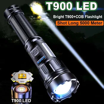 7 Режимов освещения Мощный светодиодный фонарик P900, перезаряжаемый через USB, фонарик высокой мощности, тактический фонарь для кемпинга