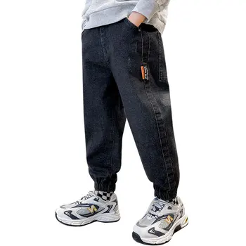 Джинсы для мальчиков, детские демисезонные джинсовые длинные брюки в корейском стиле, высококачественные брюки, повседневная спортивная одежда для мальчиков от 4 до 14 лет