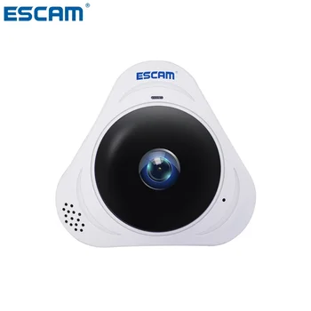 ESCAM Q8 HD 960P 1.3MP Панорамный монитор 360 градусов Fisheye WIFI ИК Инфракрасная камера с двусторонним аудио/детектором движения МАКС 128 Г
