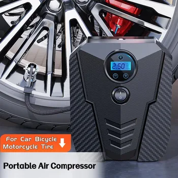 Портативный автомобильный воздушный компрессор Цифровой насос для накачивания шин Светодиодная лампа Компрессор для компрессионного насоса шин для автомобиля мотоцикла