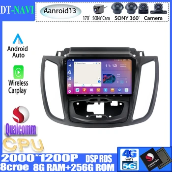 9-дюймовый QLED-экран Android13 Для Ford Kuga 2 Escape 3 2012-2019 Автомобильный Радиоприемник Мультимедийный Плеер Навигация GPS Встроенный Carplay BT