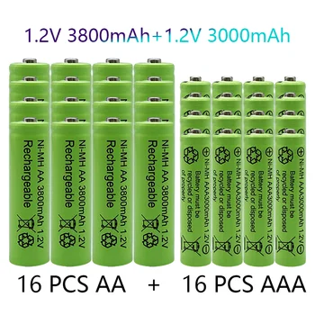 1.2 В AA 3800 мАч NI-MH Аккумуляторные батареи + AAA батарея 3000 мАч Перезаряжаемая батарея NI-MH 1.2 В AAA батарея