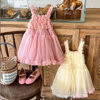 Новое сетчатое платье-пачка для новорожденных девочек в розницу, праздничное платье Princess Kids Sweet от 3 до 7 Т