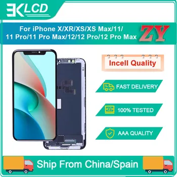 A + + ЖК-Дисплей Pantalla Для iPhone 11 12 Pro Max X XS Max XR 3D Сенсорный Экран ZY Incell Digitizer В Сборе Запасные Части