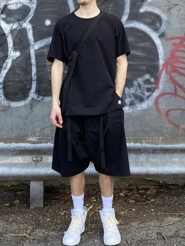 Широкие шорты Ninja Warning с заниженной линией промежности dwr с регулировкой талии с несколькими карманами techwear ninjawear