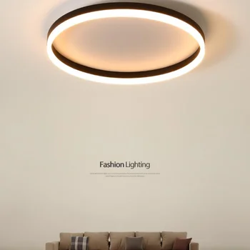 Современное светодиодное ультратонкое потолочное освещение Круглой кухни гостиной с черно-белым акриловым абажуром