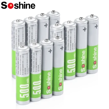 Soshine 12ШТ батареек с низким саморазрядом AAA 500 мАч 1,2 В Aaa NIMH аккумуляторная батарея 1000-кратного цикла для часов камер игрушек