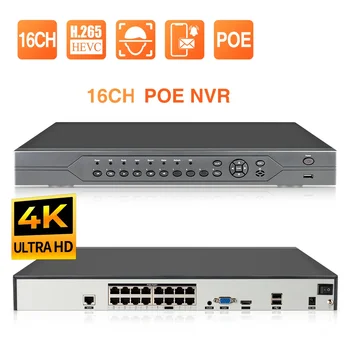 Techage 16CH 4K POE NVR Видеомагнитофон H.265 48V для POE IP-Камеры Системы видеонаблюдения P2P Network Security Камера Видеонаблюдения