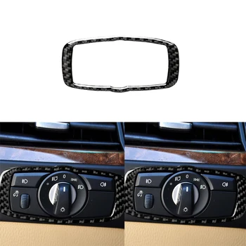 Внутренняя отделка рамы переключателя фар Наклейки из углеродного волокна для BMW 5 серии E60 E61 2004 2005 2006 2007 2008 2009 2010