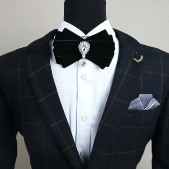 Галстук-бабочка ручной работы, высококачественный мужской деловой костюм для банкета, ведущий свадьбы, костюм Жениха, рубашка, ювелирные подарки, бархатный галстук-бабочка