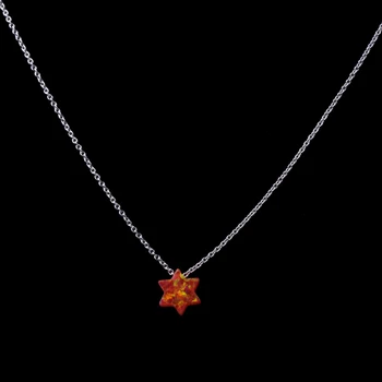 Красочное ожерелье с подвеской в виде Звезды Давида, 16 дюймов, Серебряная цепочка 925 пробы, ювелирные изделия из синтетического опала с шестигранной звездой