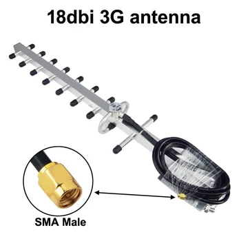 3G Антенна Yagi Внешний усилитель 18dbi SMA Мужской наружный Антенный усилитель направленного действия Модем RG58 Кабель длиной 25 см