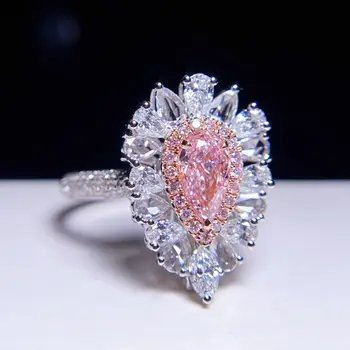CEZX GIA 0,50 карат Бледно-розовых бриллиантов из чистого 18-каратного золота Женские бриллианты Свадебные Обручальные кольца для женщин