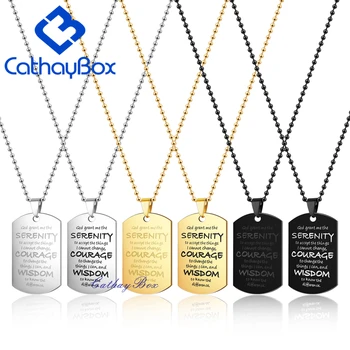 Мужские ювелирные изделия Католический подарок Из нержавеющей стали Serenity Prayer Dog Tag Кулон Ожерелье CB00A027