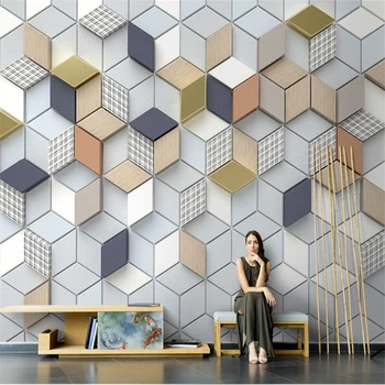 пользовательские 3D скандинавские современные простые геометрические квадратные обои для гостиной, фон для телевизора, настенная роспись, наклейка для домашнего декора