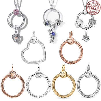 Классический Новый кулон из стерлингового серебра 925 пробы с изысканным О-образным сердечком, подходит к оригинальному ожерелью Pandora, подарки для женщин, сделанные своими руками