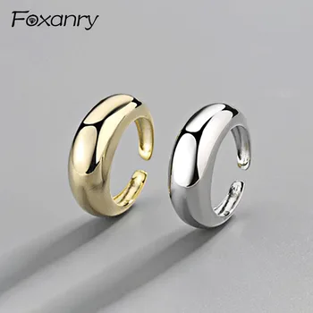 Foxanry Обручальные кольца для женщин Креативные Простые Геометрические украшения для вечеринок anillos Размер 18,2 мм Регулируется