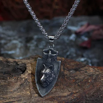 Скандинавский подарок, ожерелье викингов для мужчин, Волчий щит, ювелирные изделия из нержавеющей стали Odin