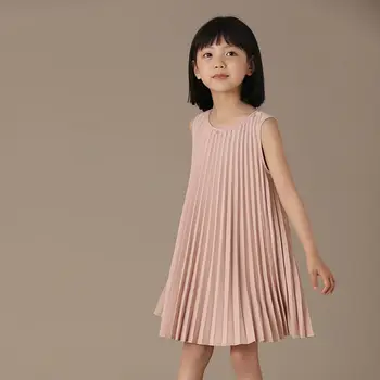 Новое корейское повседневное летнее платье для девочек, сарафан для девочек-подростков без рукавов, Детское хлопковое платье принцессы, детское платье