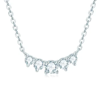 Модное ожерелье с подвеской из стерлингового серебра S925 Simple Smlie Five Princess из прозрачного муассанита для женщин, ювелирный подарок
