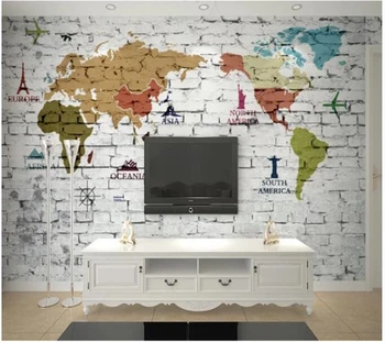 обои wellyu на заказ papel de parede Винтажная ностальгическая карта Средиземноморья кирпичная стена нарисованный от руки европейский телевизионный фон 3d