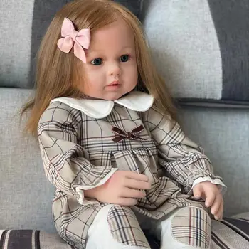 Новое поступление 60-сантиметровых кукол-Реборнов Menina Для малышей С длинными волосами, реалистичное тело из мягкой силиконовой ткани Boneca Toys, Рождественский подарок для детей