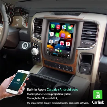 Для Dodge Ram Pickup 1500 2013-2018 Умный Мультимедийный Видеоплеер GPS Радио 4G Навигация CarPlay 8 + 256G Android 12 Tesla Style