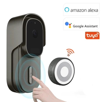 Tuya App Alexa Открытый Умный Дом WiFi Дверной Звонок Обнаружение PIR Видео Дверной Звонок Батарея Домофон Телефон Камера Google Assistant