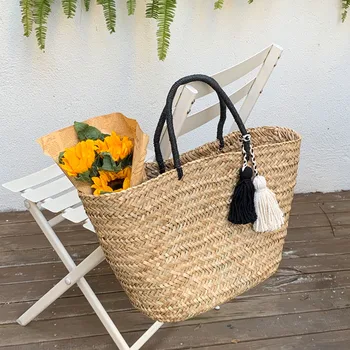 Повседневная плетеная сумка из ротанга большой емкости, новинка 2022 года, летняя женская соломенная сумка для путешествий, женские кошельки для покупок в богемном стиле
