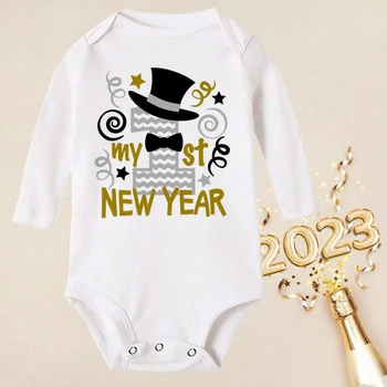 Привет, 2023, комбинезон для новорожденных, боди с длинными рукавами для новорожденных, это мой первый Новый год, новогодняя одежда для мальчиков и девочек