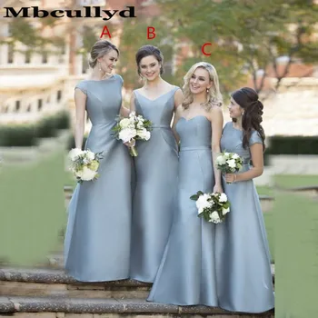 Mbcully Простые платья подружек невесты трапециевидной формы, Длинное свадебное платье в 3 стилях, Атласное платье для гостей младшей свадьбы, Праздничное платье 2023