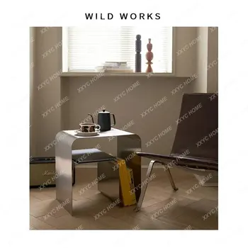 Средневековый минималистичный прикроватный столик из нержавеющей стали, приставной столик, цельный шкафчик, журнальный столик, Винтажный Баухауз