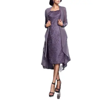 Превосходное шифоновое и кружевное светло-фиолетовое короткое женское платье, сшитое на заказ, Длинное платье, Элегантные платья для матери невесты, большие размеры