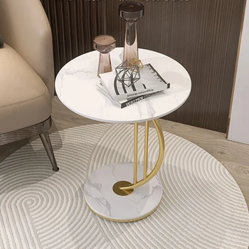 Круглый чайный журнальный столик Кровать в гостиной, современный журнальный столик, Напольная позолоченная прихожая, Мини-прихожая, Mesa, Вспомогательная мебель для дома WSW30XP