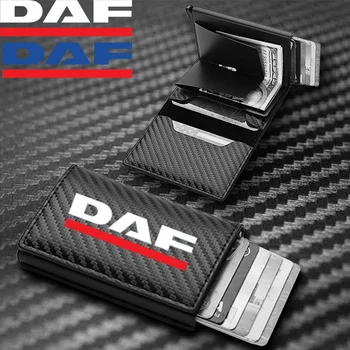 Деловой Коричневый Кожаный Держатель для Rfid-карт из углеродного волокна, всплывающий кошелек для автомобильных аксессуаров DAF XF 95 105 CF LF VAN