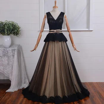 черное кружевное элегантное официальное вечернее платье с v-образным вырезом 2023 robe de soire с аппликациями и поясами vestido de festa платья для матери невесты